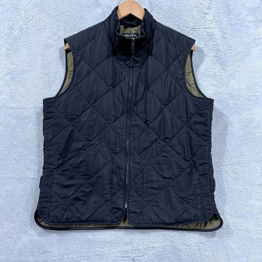 J. Crew Walker Vest Men's Medium Black Quilted Full Zip Mercantile